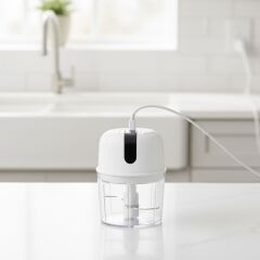 BUFFER® 280ml Şarjlı Taşınabilir,Pratik,Kolay Temizlenebilen Hızlı Sessiz Kablosuz USB ile Şarj Olabilen Mini Mutfak Doğrayıcısı