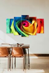 Gül Manzarası Retro 5 Parçalı Mdf Tablo 60 x 100