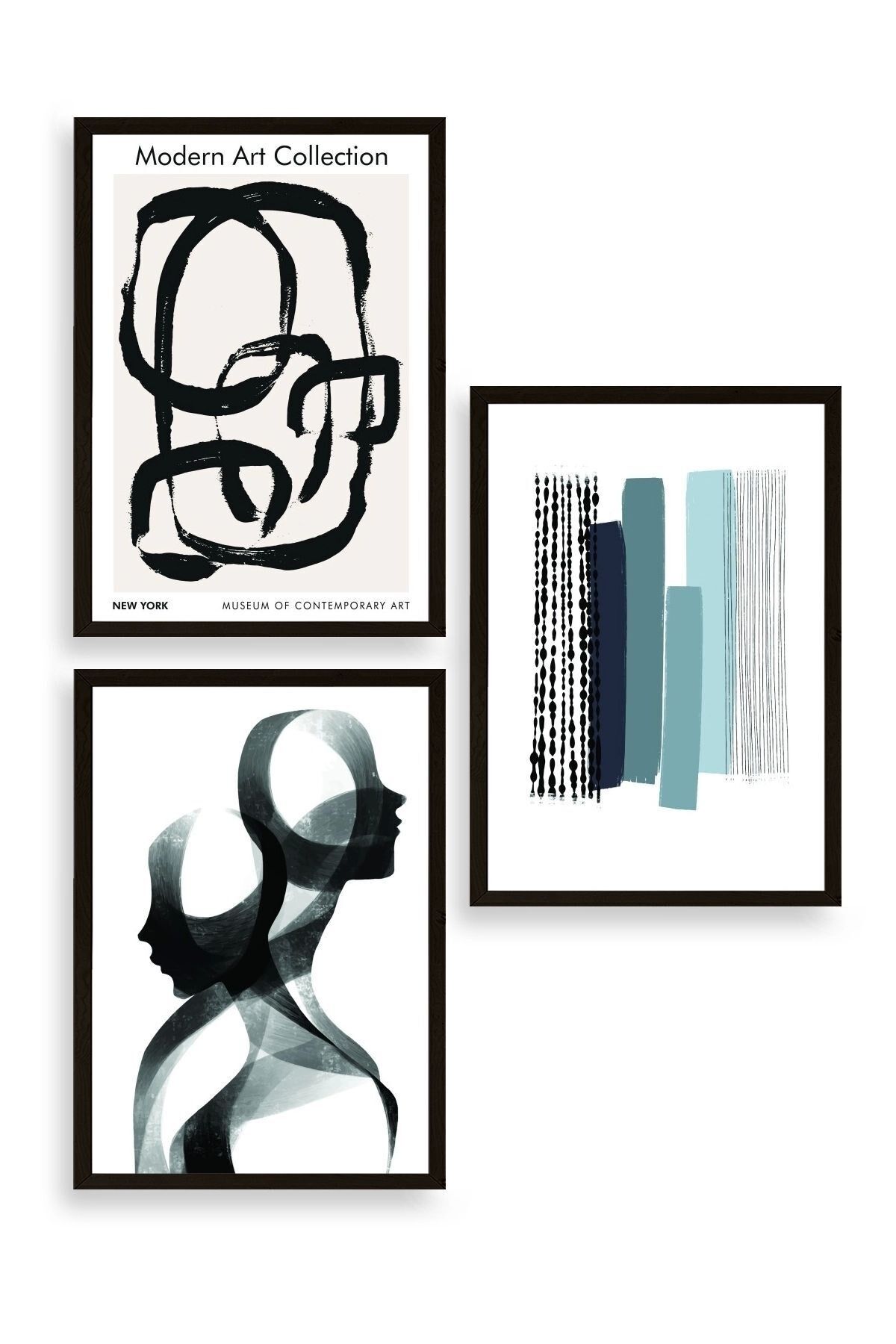 Modern Üçlü Ahşap Çerçeveli Tablo 40 x 60