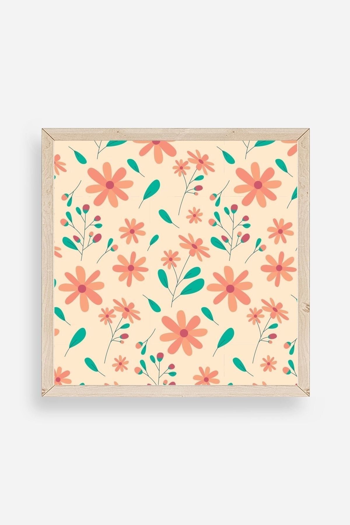 Çiçek Ahşap Çerçeveli Tablo 50 x 50