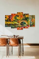 Çiçekler Manzara 5 Parçalı Mdf Tablo 60 x 100