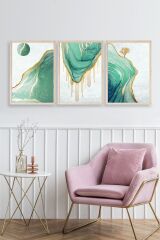 Manzara Üçlü Ahşap Çerçeveli Tablo 50 x 70