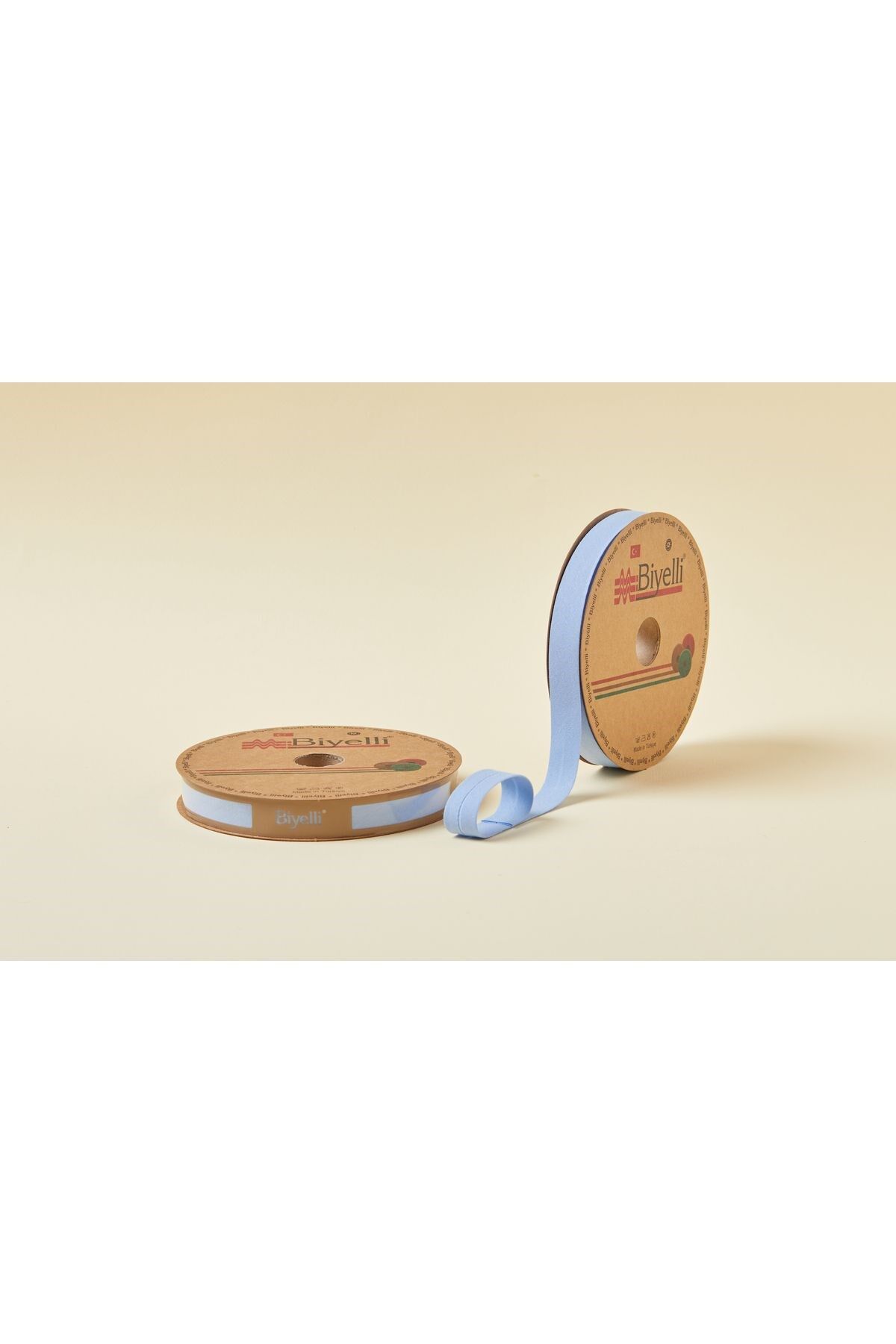 Biye Koton Katlı D07 Açık Mavi 2 cm 25 Metre %65 Koton %35 Polyester