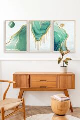 Manzara Üçlü Ahşap Çerçeveli Tablo 50 x 70