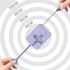 BUFFER® Cep Tipi Telefon Tutuculu Makaralı Uzayıp Kısalabilen 3'ü 1 Arada USB Şarj Kablosu