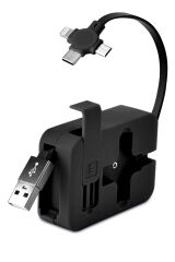 BUFFER® Cep Tipi Telefon Tutuculu Makaralı Uzayıp Kısalabilen 3'ü 1 Arada USB Şarj Kablosu