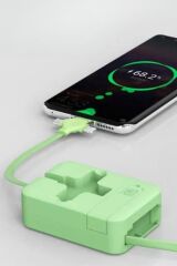 BUFFER® Cep Tipi Telefon Tutuculu Makaralı Uzayıp Kısalabilen 3'ü 1 Arada USB Şarj Kablosu