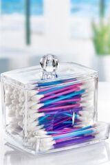 BUFFER® Şeffaf Kapaklı Kulak Temizleme Çubuğu Organizatörü Saklama Kutusu