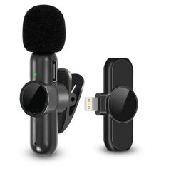 BUFFER® Type C Uyumlu İphone Dönüştürücülü Kablosuz Yaka Mikrofonu Android ve İphone Uyumlu Mini Mikrofon