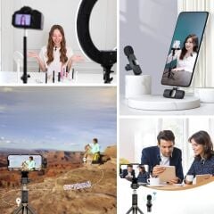 BUFFER® Type C Uyumlu İphone Dönüştürücülü Kablosuz Yaka Mikrofonu Android ve İphone Uyumlu Mini Mikrofon