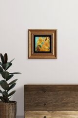 Ayçiçeği Çerçeveli Taş Tablo 20 cm