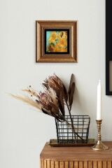 Ayçiçeği Çerçeveli Taş Tablo 20 cm