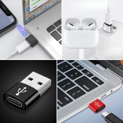 BUFFER® USB'den TYPE-C 'ye Dönüştürücü Adaptör Veri Aktarımı Sağlayıcı Şarj Data Çevirici