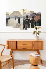 Yağmur ve İnsanlar 5 Parçalı Mdf Tablo 60 x 100