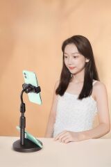 BUFFER® Masa Üstü Tablet ve Telefon Tutucu Plastik Aparat Siyah Telefon Standı