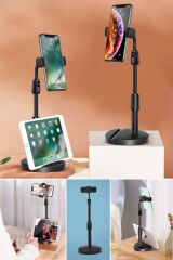 BUFFER® Masa Üstü Tablet ve Telefon Tutucu Plastik Aparat Siyah Telefon Standı