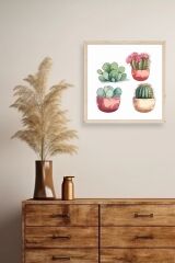 Kaktüs Ahşap Çerçeveli Tablo 50 x 50