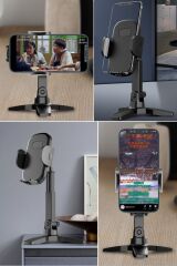 BUFFER® Masaüstü Telefon Standı 360 Derece Dönebilen Başlıklı Ayaklı Telefon Tripodu
