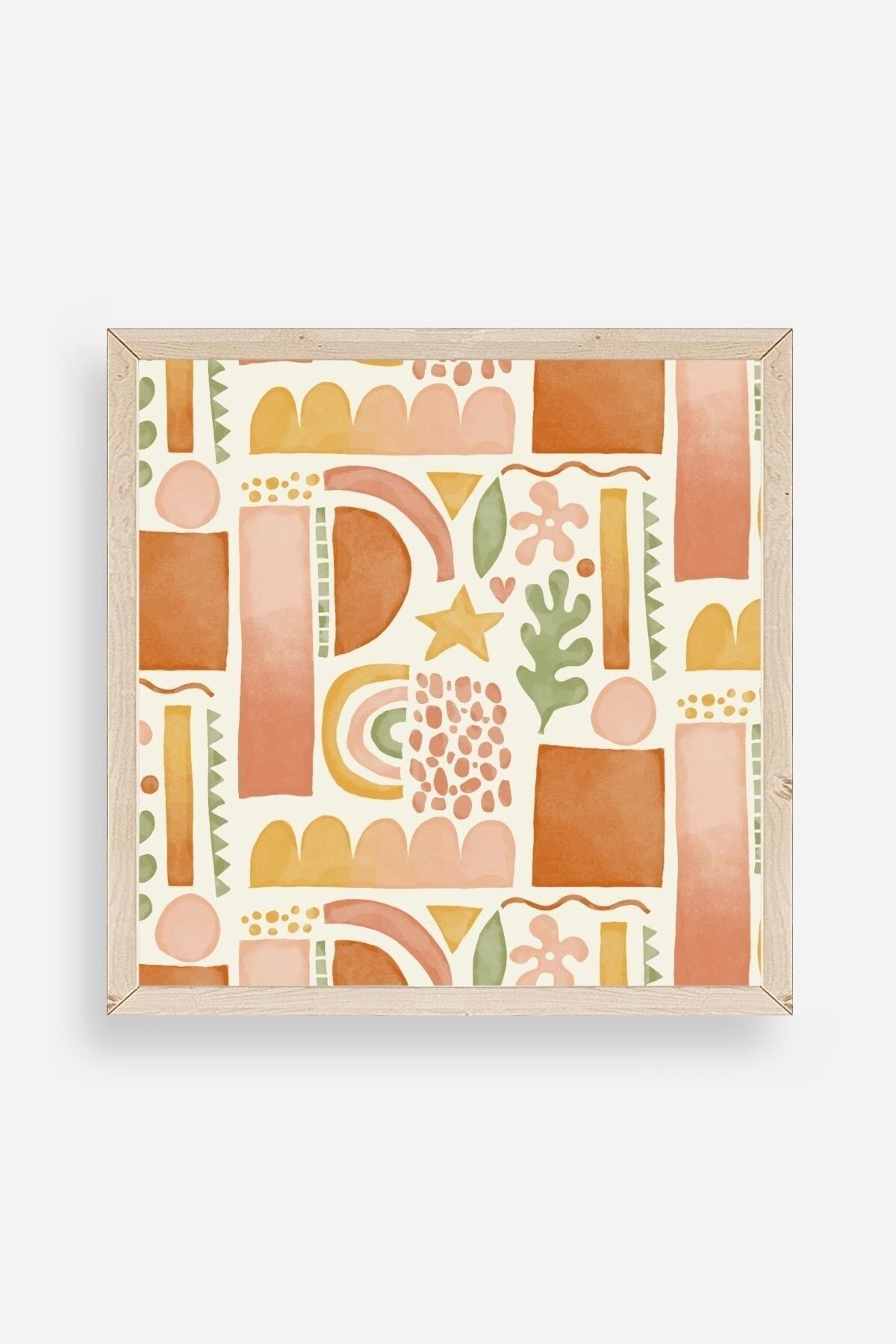 Soyut Ahşap Çerçeveli Tablo 23 x 23