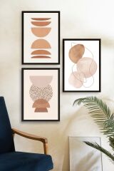 Modern Üçlü Ahşap Çerçeveli Tablo 40 x 60