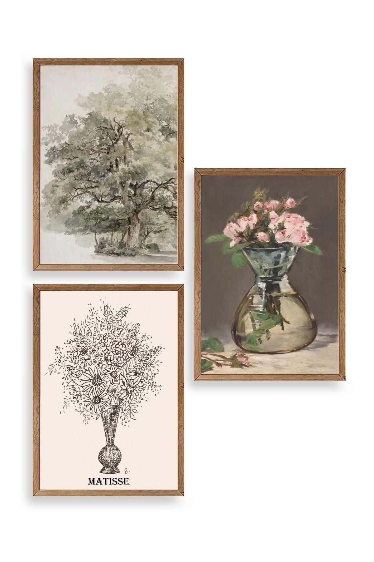 Matisse Üçlü Ahşap Çerçeveli Tablo 50 x 70