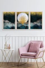 Manzara Üçlü Ahşap Çerçeveli Tablo 17 x 23