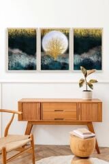 Manzara Üçlü Ahşap Çerçeveli Tablo 17 x 23