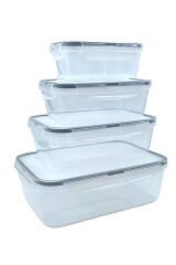 BUFFER® 4lü İç İçe Sızdırmaz Contalı Kilitli Kapaklı Plastik Erzak Saklama Kapları LC315