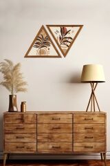 Dekoratif Üçgen Çerçeveli Ahşap Tablo Set 35 x 40