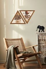 Dekoratif Üçgen Çerçeveli Ahşap Tablo Set 35 x 40