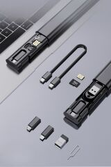 BUFFER® Cep Tipi 60W Bas Aç Type-C,İphone Şarj,Micro USB Hızlı Şarj Data Kablo Seti