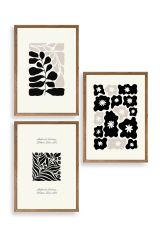 Modern Üçlü Ahşap Çerçeveli Tablo 40 x 60