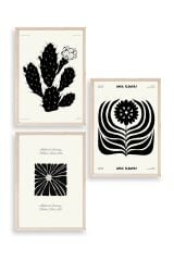 Modern Üçlü Ahşap Çerçeveli Tablo 23 x 30