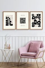 Modern Üçlü Ahşap Çerçeveli Tablo 23 x 30