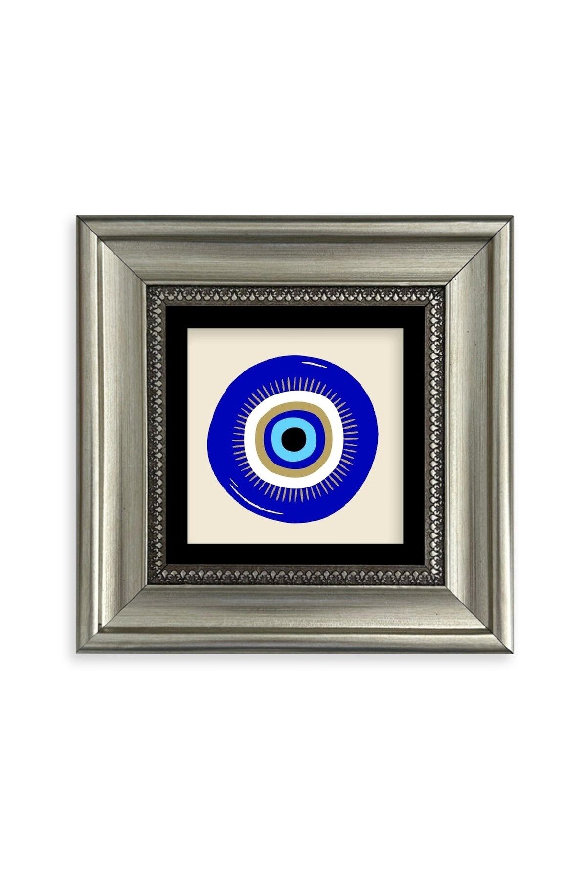 Nazar Boncuğu Çerçeveli Taş Tablo 20 cm