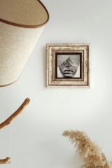 Kadın Çerçeveli Taş Tablo , Çerçeveli Taş Duvar Dekoru-enkcrcvtbl-00157 20 cm