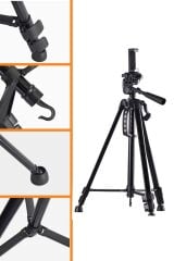 BUFFER® Telefon ve Fotoğraf Makinası Takılabilen Bluetooth Kumandalı 146 cm Tripod