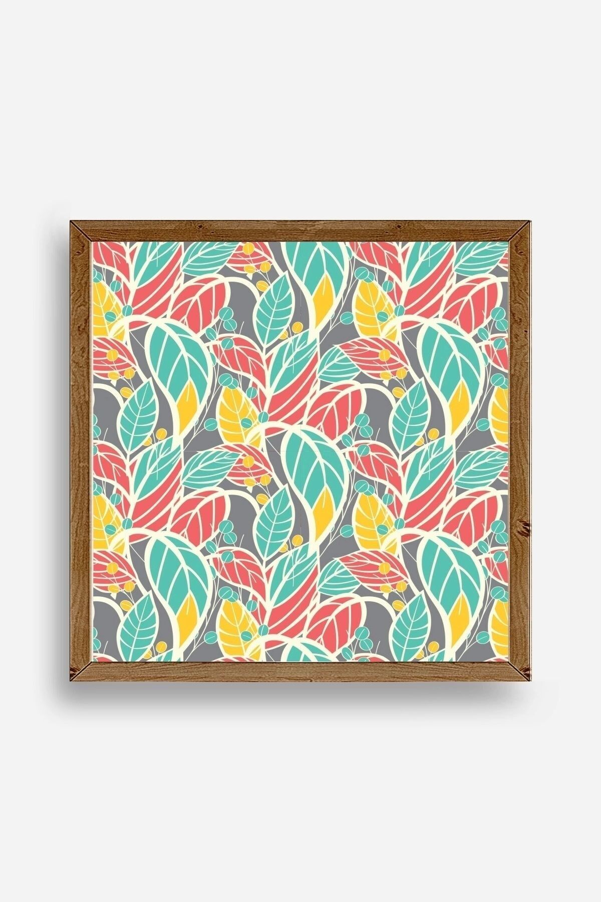 Yaprak Ahşap Çerçeveli Tablo 50 x 50