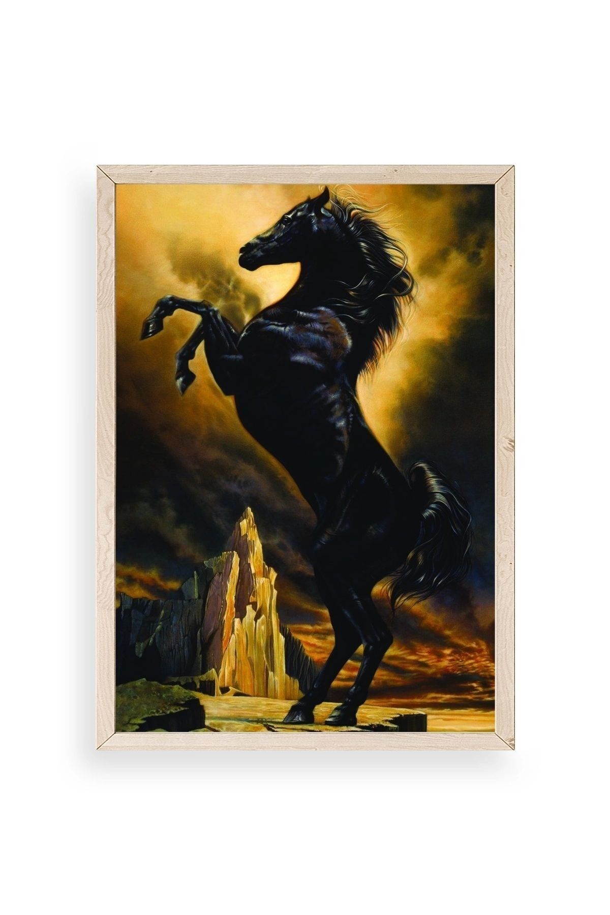 At Ahşap Çerçeveli Tablo 30 x 42