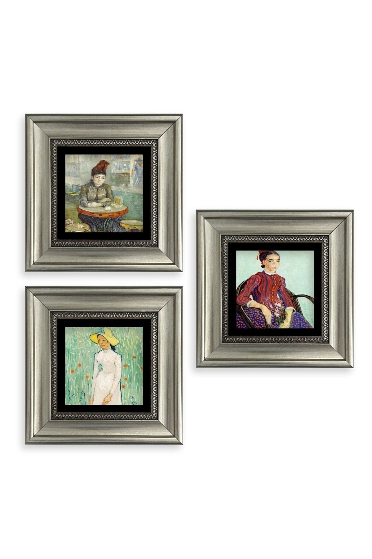 Kadınlar 3 lü Set Çerçeveli Taş Tablo 20 cm