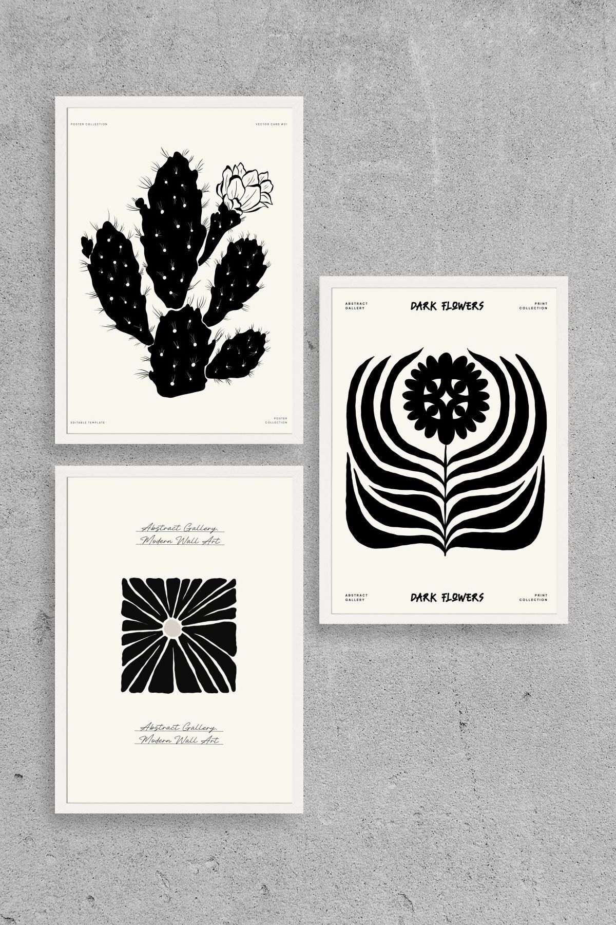 Modern Üçlü Ahşap Çerçeveli Tablo 50 x 70