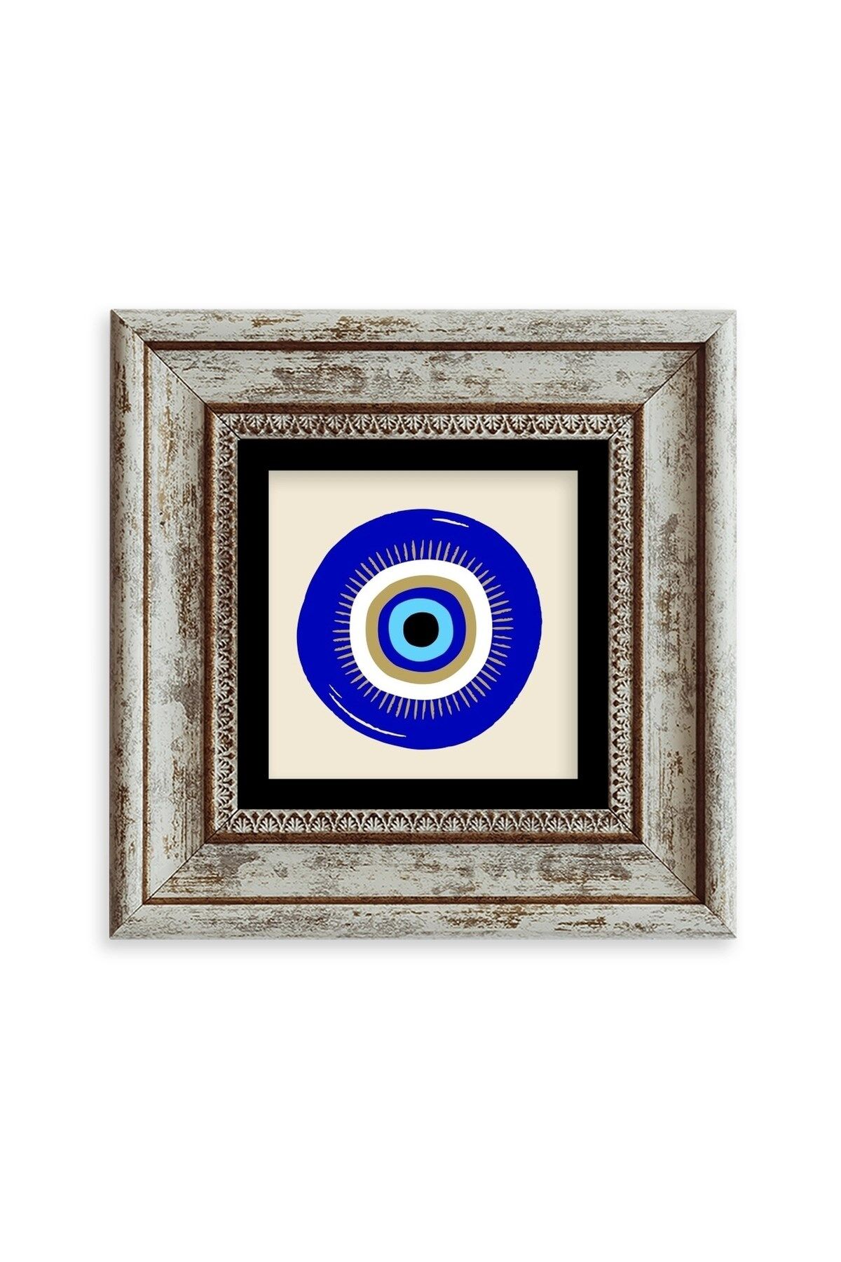 Nazar Boncuğu Çerçeveli Taş Tablo 20 cm