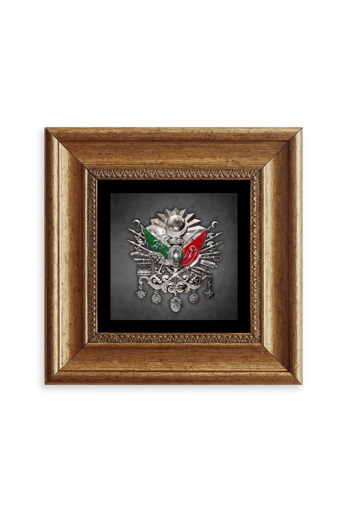 Osmanlı Arması Çerçeveli Taş Tablo 20 cm