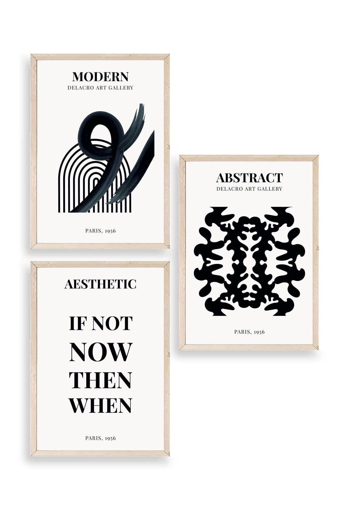 Modern Üçlü Ahşap Çerçeveli Tablo 30 x 40