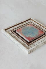 Lotus - Yaşam Çiçeği Çerçeveli Taş Tablo , Çerçeveli Taş Duvar Dekoru-enkcrcvtbl-00093 20 cm