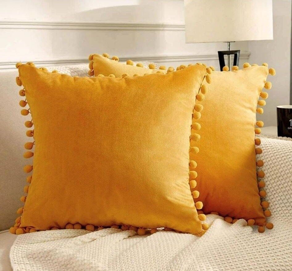 2'li ponponlu kırlent kılıf seti 40 x 40