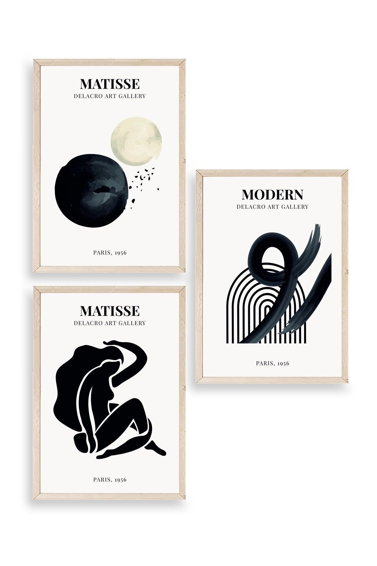 Matisse Üçlü Ahşap Çerçeveli Tablo 23 x 30