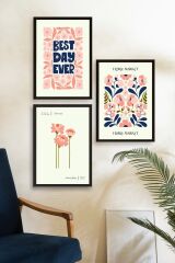 Flower Market Üçlü Ahşap Çerçeveli Tablo 30 x 40