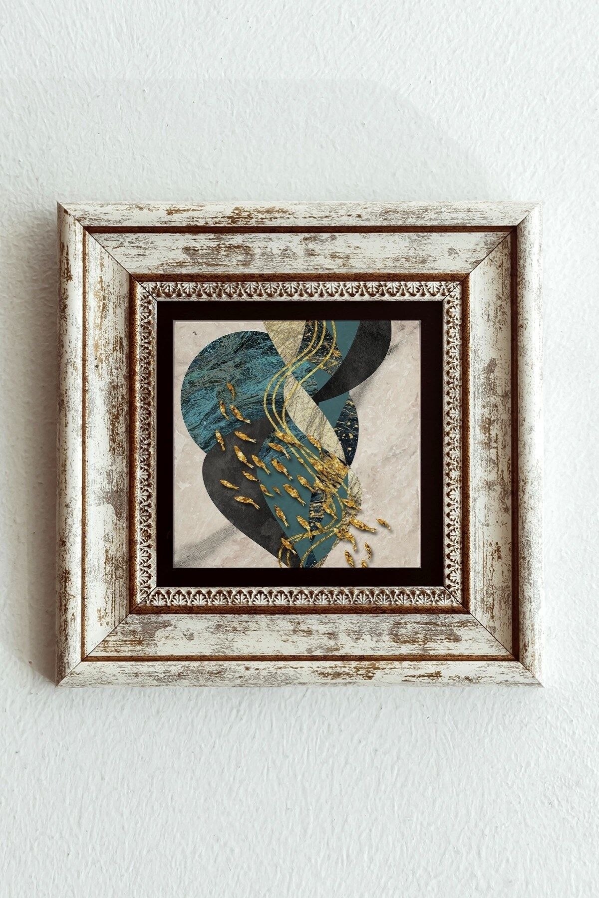 Desenli Çerçeveli Taş Tablo , Çerçeveli Taş Duvar Dekoru-enkcrcvtbl-00175 20 cm