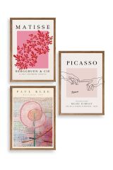 Ünlü Tablolar Üçlü Ahşap Çerçeveli Tablo 40 x 60